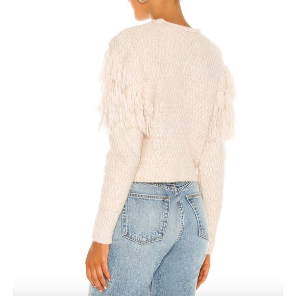 NWT Amuse Society Rocha Fringe Tassel Chunky Knit Sweater Long Sleeve Knit Top M - Picture 5 of 8